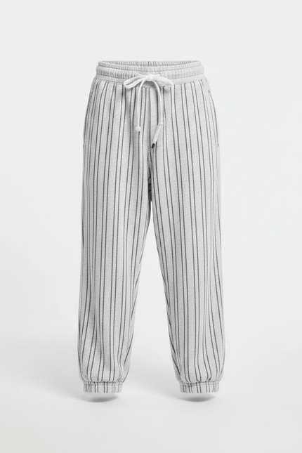 Pantalon Fluide Rayé Ample Décontracté Enfant - Gris Molleton - vue 3