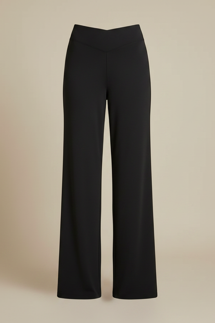 Pantalon Fluide Noir Ample Taille Haute Évasé Femme - Viscose - vue 3