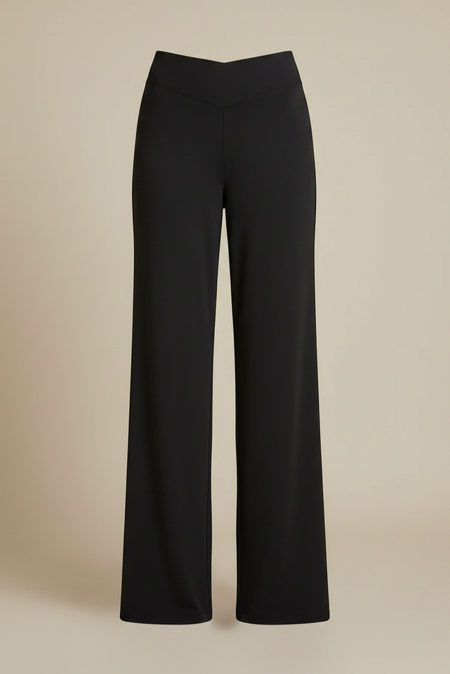 Pantalon Fluide Noir Ample Taille Haute Évasé Femme - Viscose - vue 3