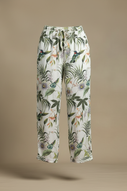 Pantalon Fluide Imprimé Tropical Ample Léger Estival - Lin - vue 3