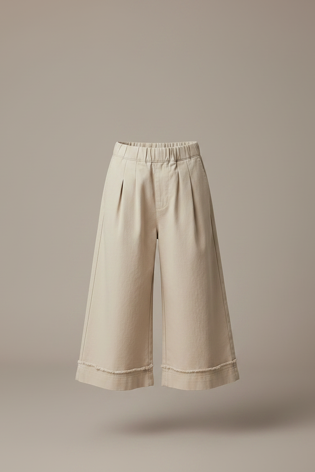 Pantalon Fluide Beige Large Coton Décontracté Enfant - vue 3