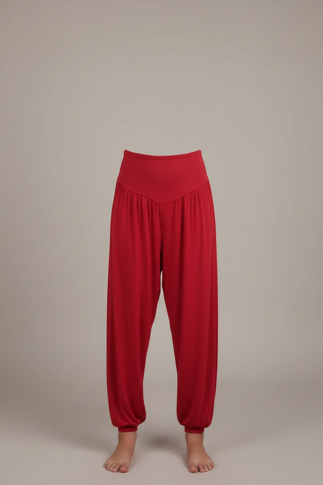 Pantalon Fluide Rouge Ample Harem Confortable Fille - Viscose - vue 3