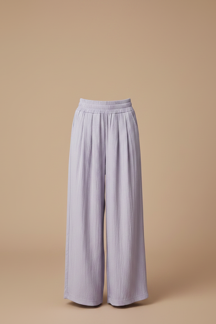 Pantalon Fluide Lavande Ample Plissé Décontracté Enfant - Violet Lin - vue 3