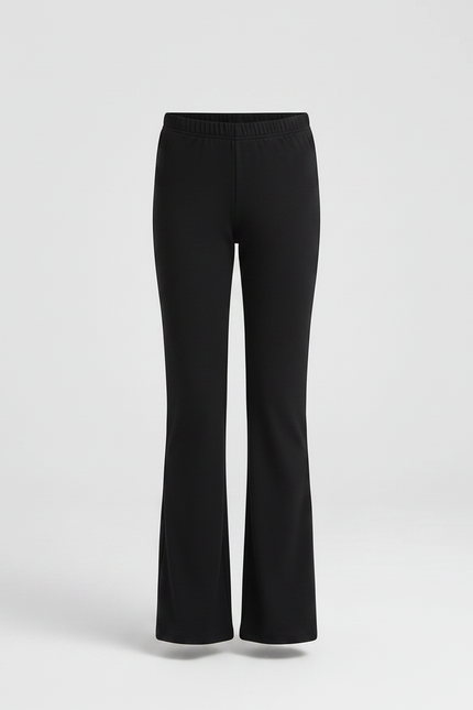 Pantalon Fluide Noir Évasé Taille Élastique Confortable - Maille - vue 3