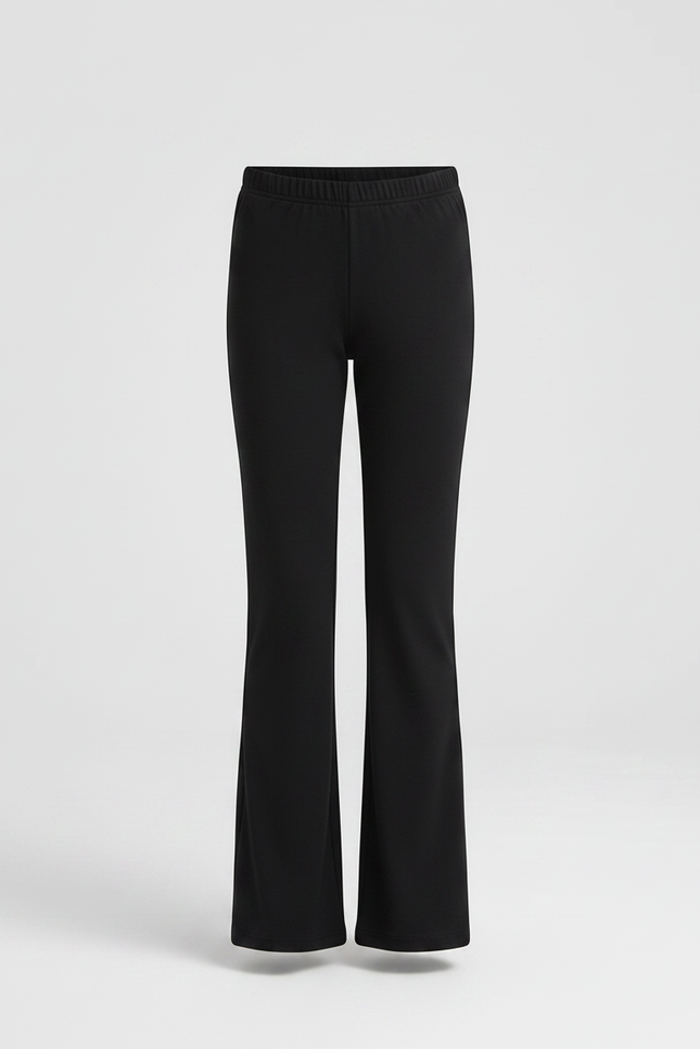 Pantalon Fluide Noir Évasé Taille Élastique Confortable - Maille - vue 3