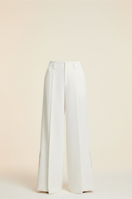 Pantalon Blanc Taille Haute Fluide - Polyester - vue 3