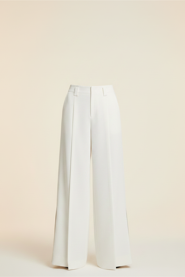 Pantalon Blanc Taille Haute Fluide - Polyester - vue 3