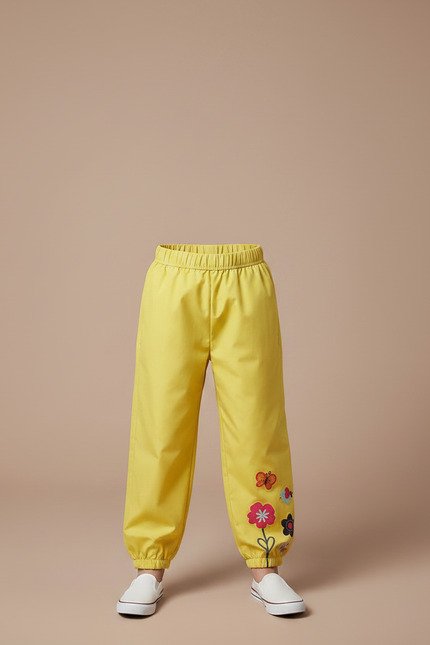 Pantalon Fluide Jaune Imprimé Fleurs Garçon Confortable - Polyester - vue 3