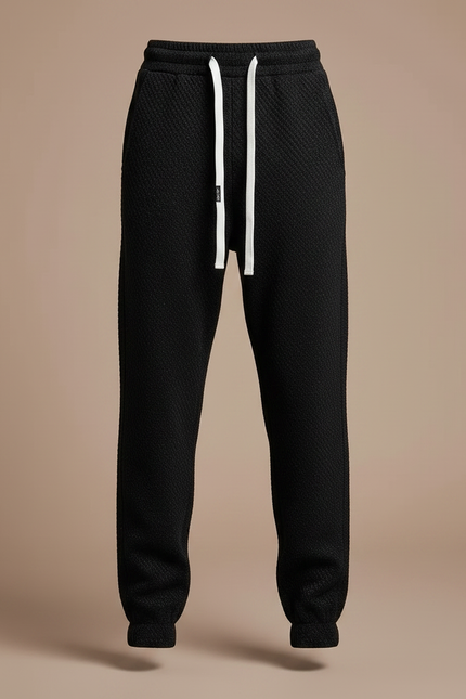 Pantalon Fluide Noir Texturé Ample Décontracté Garçon - Molleton - vue 3
