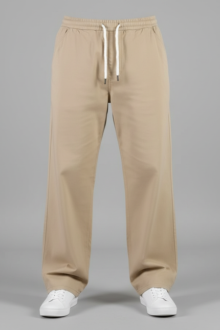 Pantalon Fluide Beige Cordon Ample Décontracté Homme - Toile - vue 3