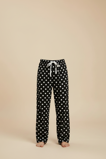 Pantalon Fluide Noir Pois Blancs Ample Décontracté Enfant - Viscose - vue 3