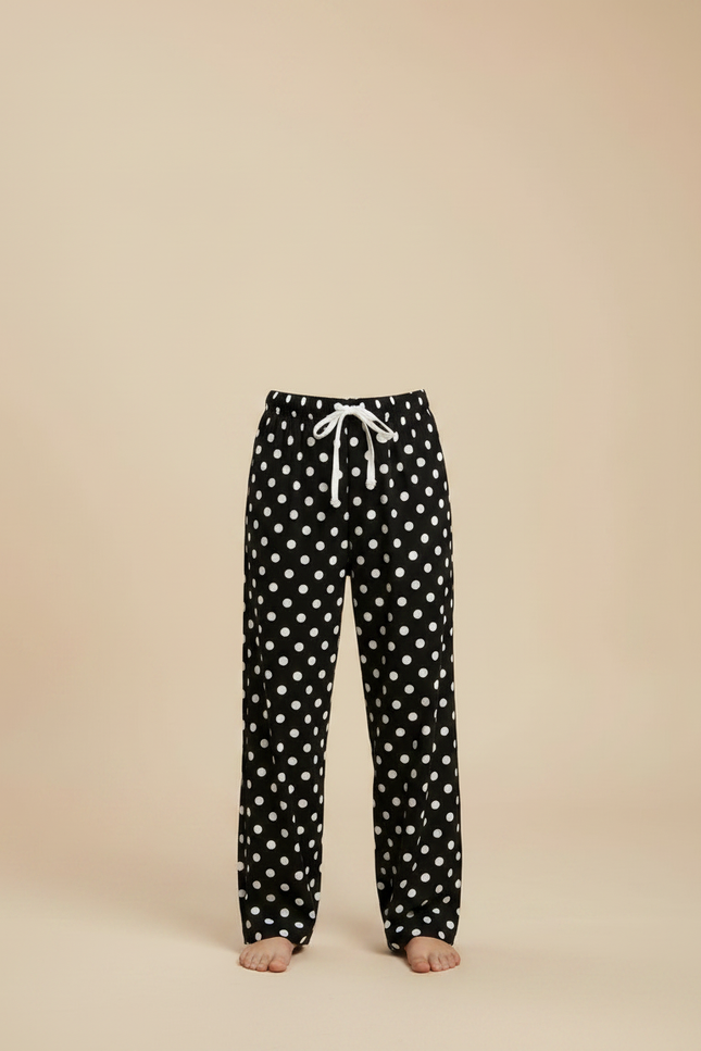 Pantalon Fluide Noir Pois Blancs Ample Décontracté Enfant - Viscose - vue 3