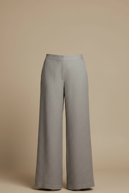 Pantalon Fluide Gris Ample Chic Élégant Lin Femme - vue 3