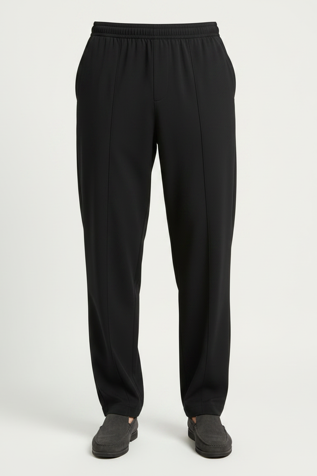 Pantalon Fluide Homme Noir Droit Décontracté Coton - vue 3