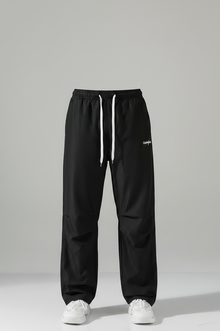 Pantalon Fluide Noir Ample Droit Décontracté Homme - Polyester - vue 3