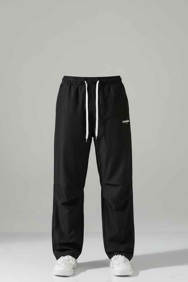 Pantalon Fluide Noir Ample Droit Décontracté Homme - Polyester - vue 3