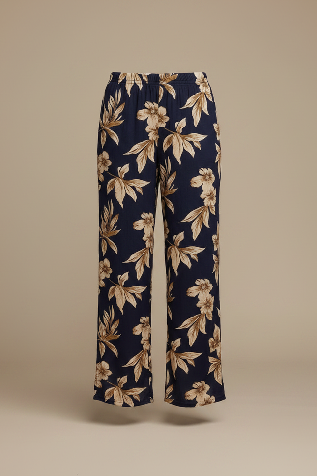 Pantalon Fluide Fleurie Femme - Marine Viscose - vue 3
