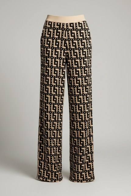 Pantalon Fluide Imprimé Géométrique Large Élégant Femme - Viscose - vue 3