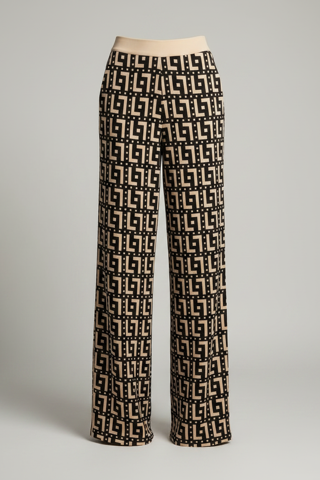 Pantalon Fluide Imprimé Géométrique Large Élégant Femme - Viscose - vue 3