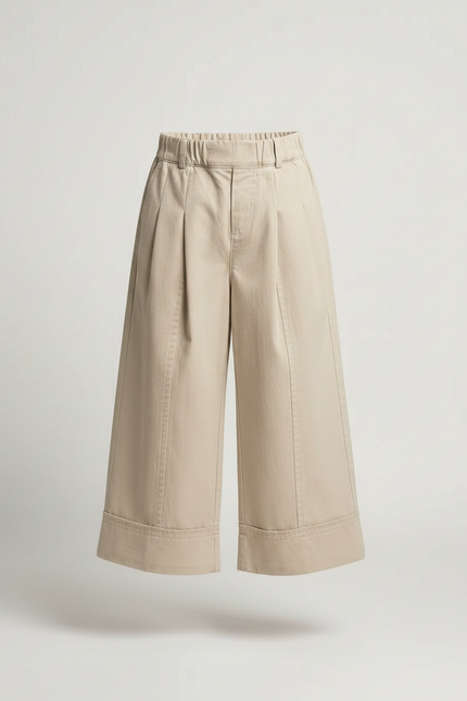Pantalon Fluide Beige Coton Ample Unisexe Décontracté - Gabardine - vue 3