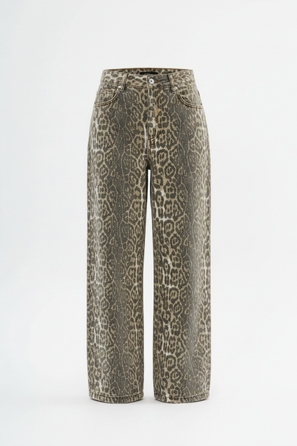 Pantalon Fluide Léopard Kaki Ample Décontracté Femme - Jean - vue 3