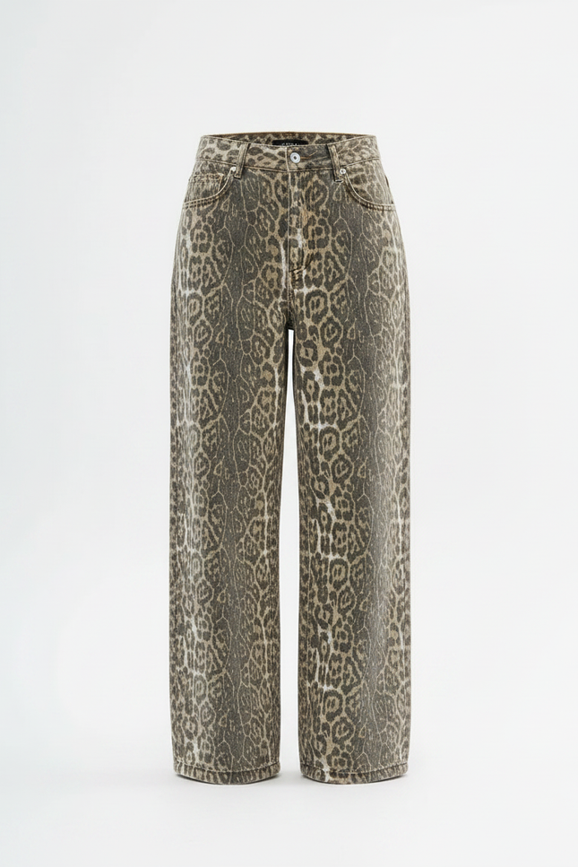 Pantalon Fluide Léopard Kaki Ample Décontracté Femme - Jean - vue 3