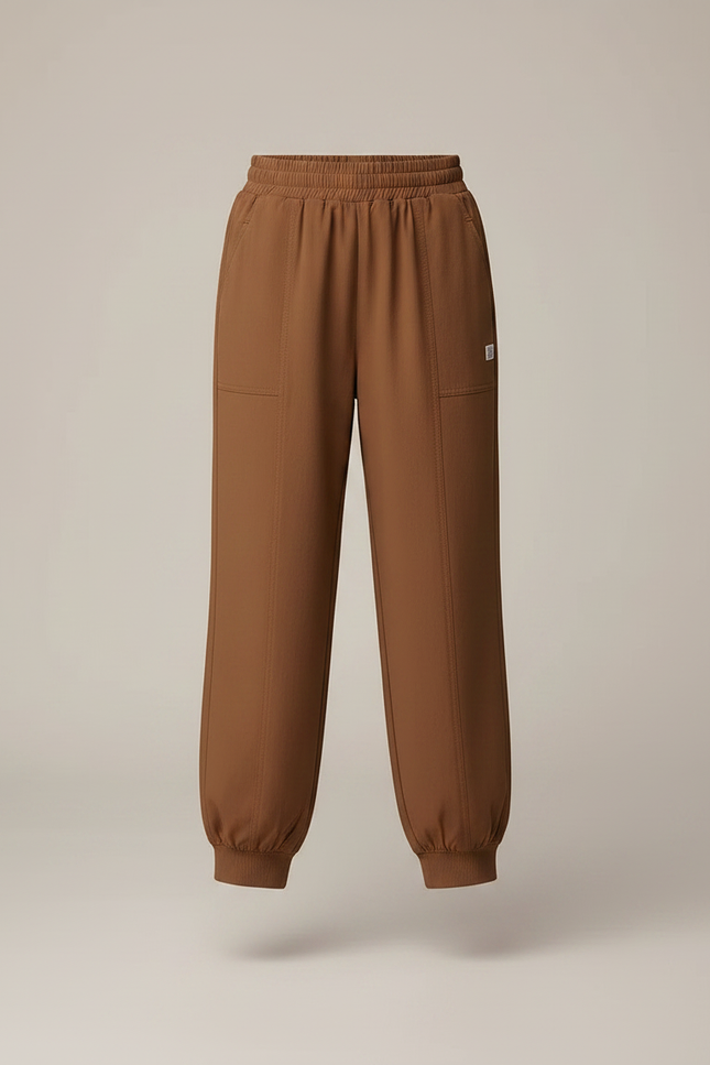 Pantalon Fluide Marron Cordon Cheville Femme Confortable - Viscose - vue 3