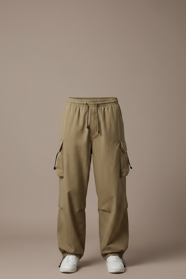 Pantalon Fluide Cargo Kaki Ample Décontracté Homme - Polyester - vue 3