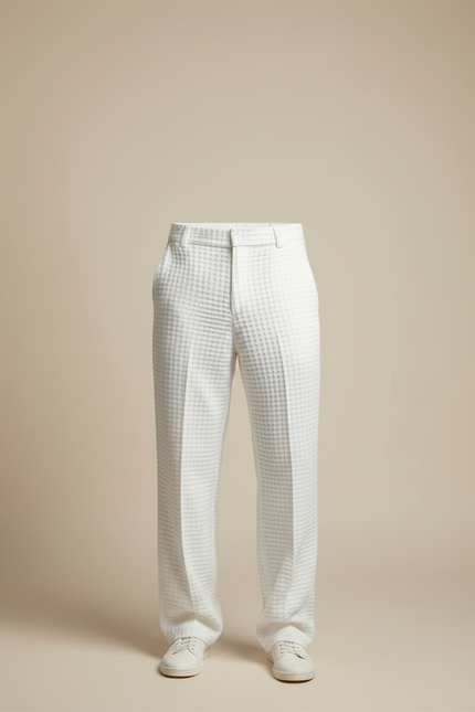 Pantalon Fluide Gaufré - Blanc Coton - vue 3
