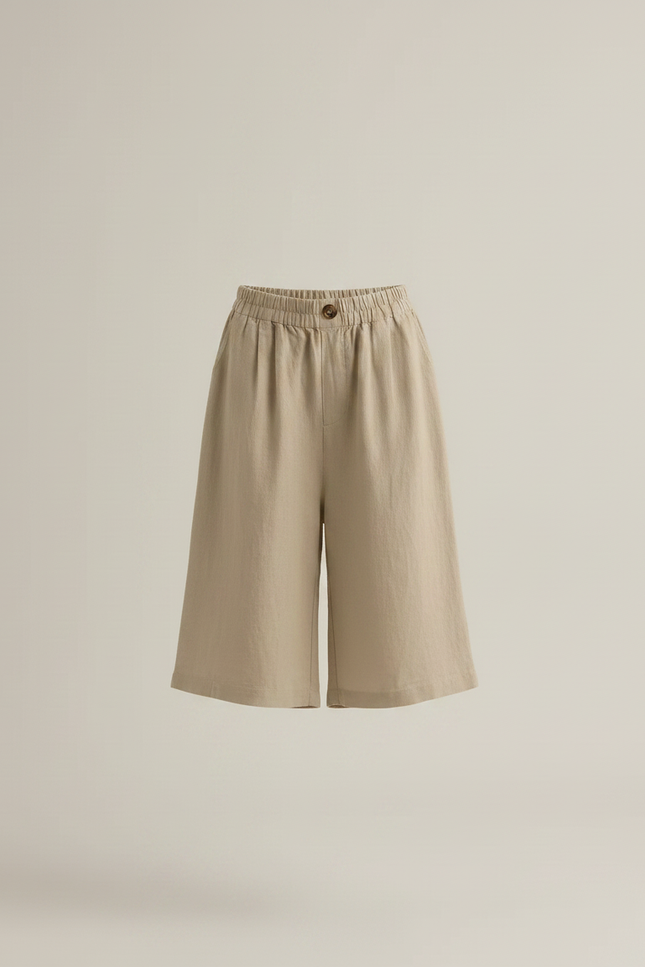 Pantalon Fluide Beige Coton Lin Ample Décontracté Enfant - vue 3