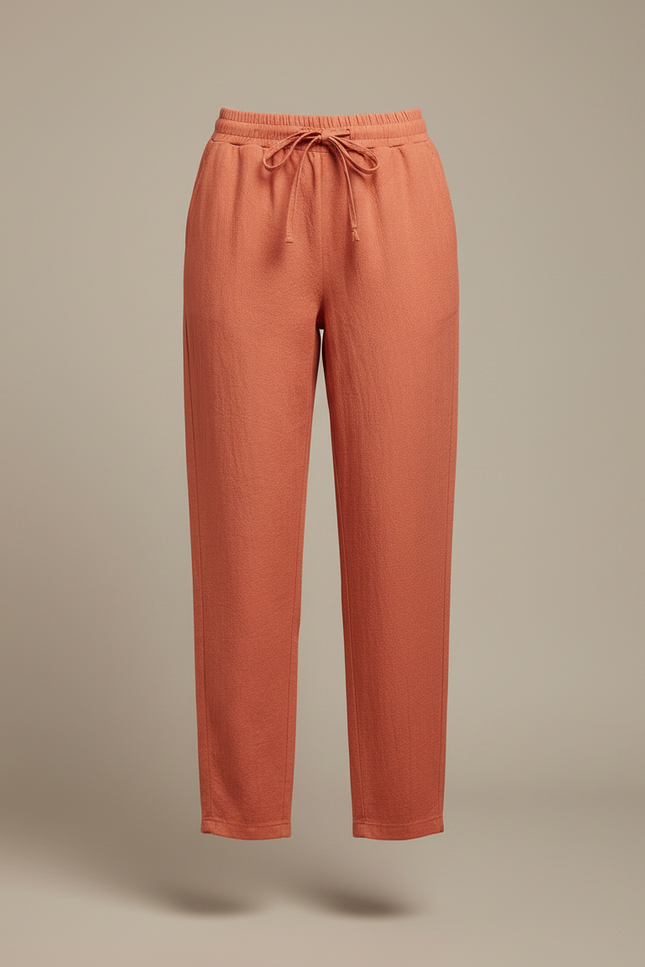 Pantalon Fluide Corail Ample Lin Décontracté Confortable - Orange - vue 3