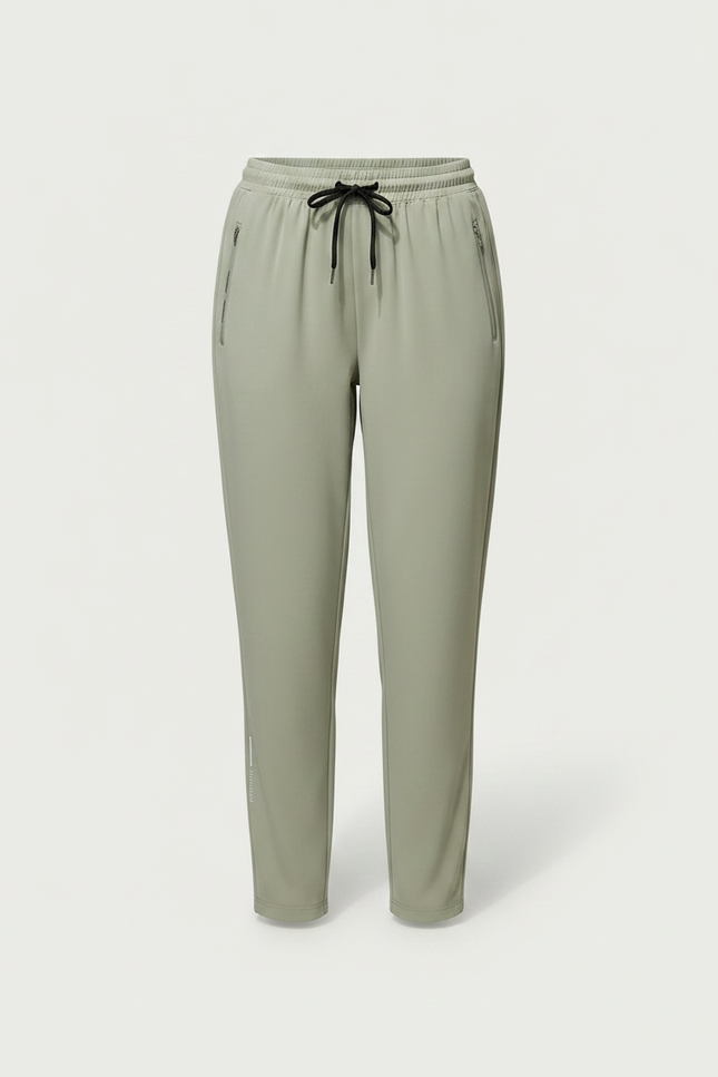 Pantalon Fluide Vert Ample Sport Cordon Femme - Kaki Polyester - vue 3