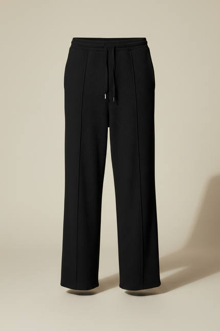 Pantalon Fluide Homme Noir Palazzo Viscose Mi-saison - Cordé - vue 3