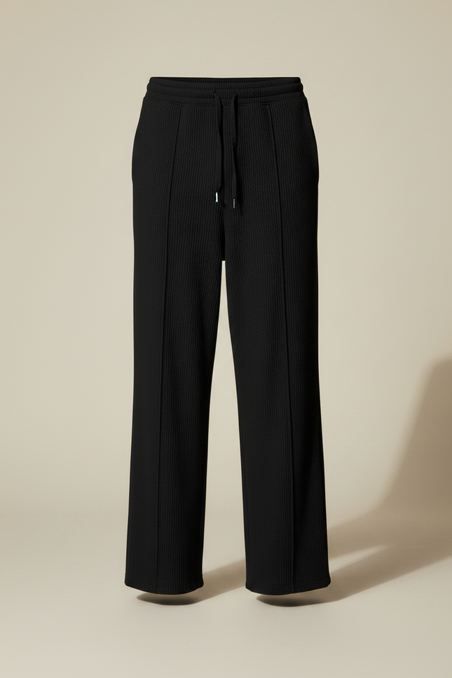 Pantalon Fluide Homme Noir Palazzo Viscose Mi-saison - Cordé - vue 3