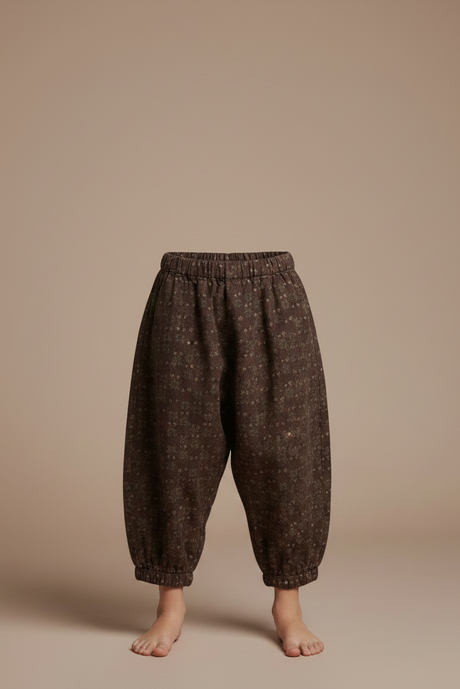 Pantalon Fluide Marron Imprimé Ample Enfant - Laine - vue 3