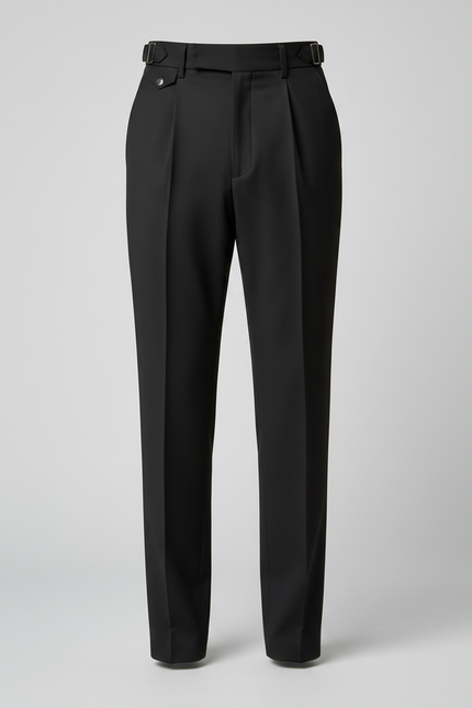 Pantalon Fluide Noir Élégant Plissé Homme Habillé - Gabardine - vue 3