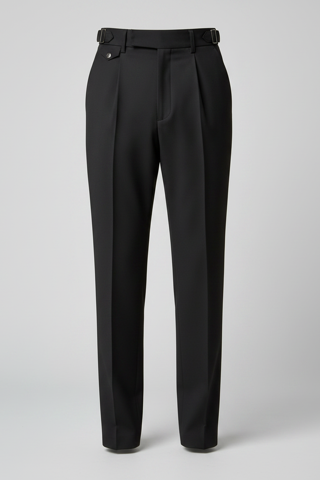 Pantalon Fluide Noir Élégant Plissé Homme Habillé - Gabardine - vue 3