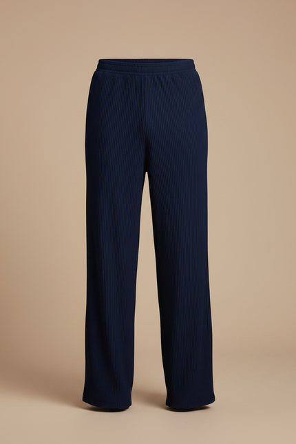 Pantalon Fluide Bleu Marine Côtelé Ample Décontracté Homme - Maille - vue 3