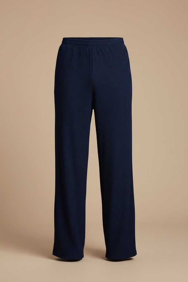 Pantalon Fluide Bleu Marine Côtelé Ample Décontracté Homme - Maille - vue 3