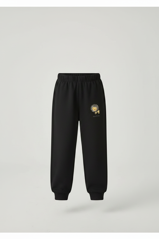 Pantalon Fluide Noir Ample Coton Enfant Soleil - Molleton - vue 3