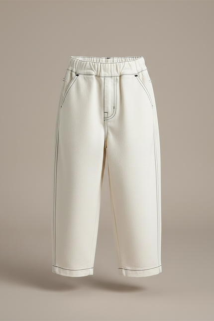 Pantalon Fluide Écru Ample Coton Enfant - Beige - vue 3