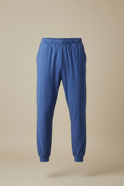 Pantalon Fluide Bleu Cordon Décontracté Homme Coton - vue 3