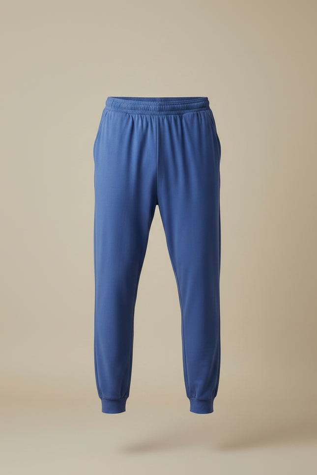 Pantalon Fluide Bleu Cordon Décontracté Homme Coton - vue 3