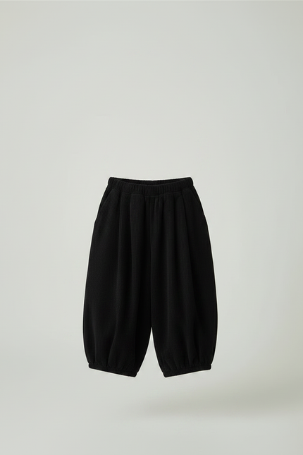 Pantalon Fluide Noir Côtelé Ample Rétro Enfant - Cordé - vue 3