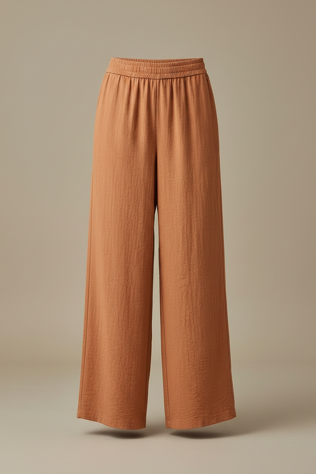 Pantalon Fluide Orange Ample Léger Femme - Lin - vue 3