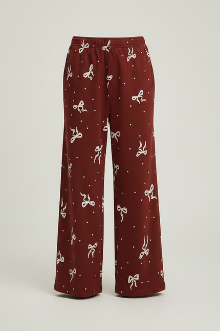 Pantalon Fluide Marron Nœuds Ample Confortable Garçon - Viscose - vue 3