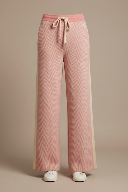 Pantalon Fluide Rose Chevron Ample Laine Mérinos - vue 3