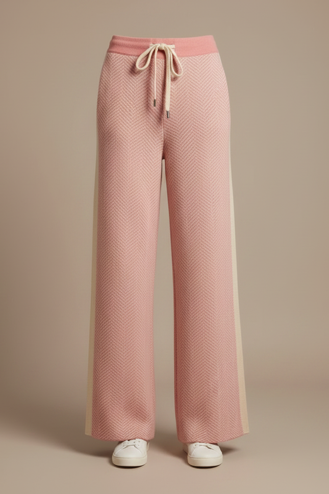 Pantalon Fluide Rose Chevron Ample Laine Mérinos - vue 3