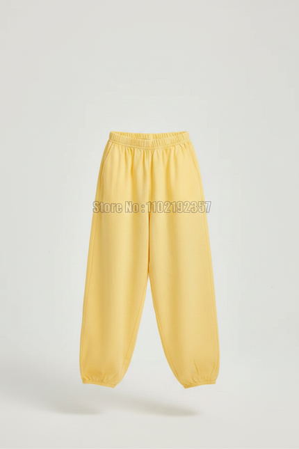 Pantalon Fluide Jaune Coton Ample Décontracté Enfant - vue 3