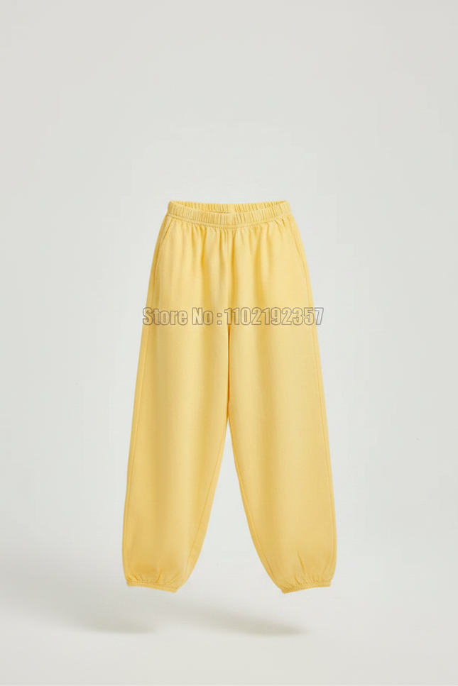 Pantalon Fluide Jaune Coton Ample Décontracté Enfant - vue 3